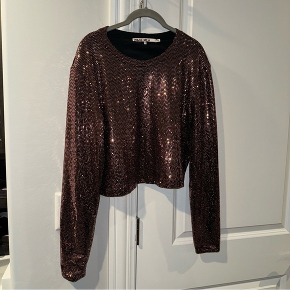Pam&Gela Mirror Ball Slouchy Long Sleeve Tee - Picture 8 of 13